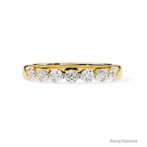 0,52 CTW corte redondo laboratorio cultivado oro amarillo boda banda aniversario regalo media eternidad conjunto con anillos de diamantes CVD - Product Image 1