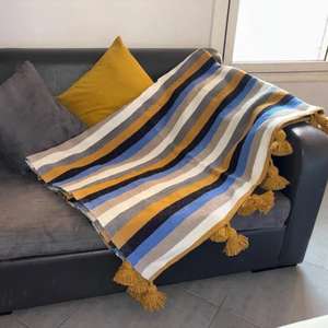 Manta Marroquí Hecha a Mano, Auténtica, Artesanal, Diseño Tribal, Suave, Tejida, Decoración para el Hogar, Regalo - Product Image 1