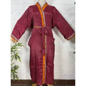 Robe Kimono Élégante à Imprimé Floral en Mélange de Soie, Peignoir Doux Tissé avec Cordon de Serrage, Taille Unique pour Usage Domestique, Fourniture ODM 2 pièces - Product Image 6
