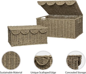 Caja de Almacenamiento Tejida a Mano de Pasto Marino para Decoración, Caja de Almacenamiento Hecha a Mano, Ecológica, Natural, Decoración del Hogar, Venta al por Mayor desde Vietnam - Product Image 2