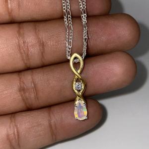 Pendentif opale en argent Sterling 925 opale éthiopienne naturelle blanche multi-feu Style Vintage bijoux religieux chrétiens pour elle - Product Image 3