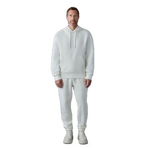 Custom <b>Men's</b> Tracksuit Set OEM White Hoodie and Joggers Set Heavyweight Fleece Pullover Hoodie Streetwear Urban Style - Product Image 1