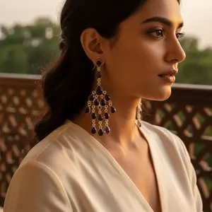 Boucles d'oreilles en argent 925 avec améthyste pour femmes, idée cadeau tendance - Product Image 1