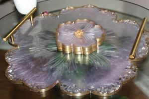 Round Irregular <b>Epoxy</b> <b>Resin</b> Decorative <b>Table</b> Mold Art Deco Design Diwali Large DIY HF Industries Single-piece Package - Product Image 3