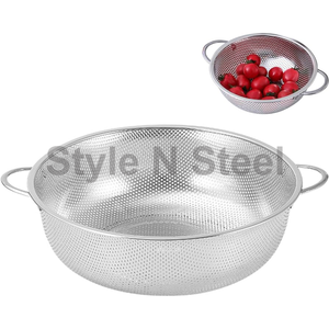 Passoire Jali en acier inoxydable Passoire ovale avec poignée et pieds Grande taille en acier inoxydable de haute qualité au prix de gros - Product Image 1