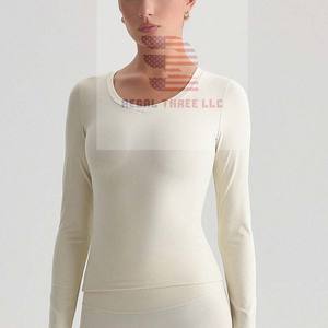 Hauts de blouse médicale en tricot respirant à manches longues, col rond, ajustés, unisexes, pour l'hôpital - Product Image 5