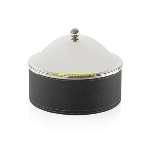 Casserole Hotpot en acier inoxydable en similicuir noir avec chauffe-plats isolé Finition élégante en similicuir pour banquet et salle à manger - Product Image 1