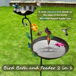 Alimentador de baño de pájaros antiguo desmontable mejorado de 5 picos, combo de pie de Metal para pájaros, valla de baño, jardín, Patio, césped al aire libre - Product Image 3