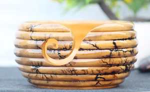 Bol en fil fait à la main en bois Lichtenberg Figure bol en résine époxy pour tricoter bol en fil avec crochet meilleure idée cadeau - Product Image 3