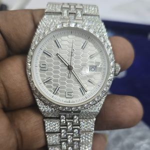 Reloj de Acero Inoxidable para Hombre, Completamente Cubierto de Diamantes, VVS1, Moissanita, Reloj de Lujo, Envío Global al por Mayor - Product Image 4