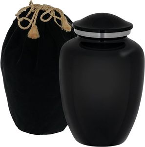 Urne de crémation d'emblème de couleur graphite pour les cendres humaines Urnes de crémation de style vase pour les cendres adultes 200 pouces cubes FABRIQUÉ EN INDE - Product Image 1