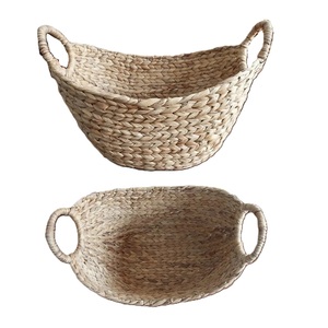 Bacs de rangement ovales en jacinthe d'eau naturelle L80 fabriqués à la main respectueux de l'environnement paniers en osier jonc de mer quantité minimale de commande bas du Vietnam - Product Image 4