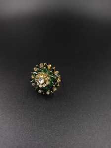 Anillo de cóctel de lujo hecho a mano con flor nano, chapado en oro de 18 quilates y plata de ley 925, joyería nupcial india - Product Image 4