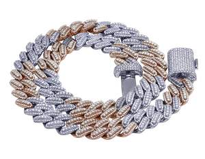 Cadena cubana de oro de 10 quilates de doble tono Premium con diamantes cultivados en laboratorio Collar de moda helado Joyería para hombres Moda y Hip Hop - Product Image 1