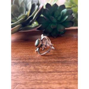 Tonya Yazzie Kingman Fine <b>Boho</b> Jewelry Turquoise & Sterling <b>Silver</b> <b>Ring</b> Smooth Cut Stone Size 11 Vermeil Plating Everyday Wear - Product Image 4