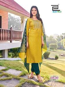 Conjunto de Kurta de Rayón para Mujer de Alta Demanda con Dupatta, Ideal para Fiestas/Bodas, Estilo Maruti Versátil, Diseño de Base Personalizable - Product Image 3