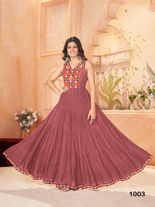 Heavy Woven Tie Dyed Satin Rayon Maxi Manga larga Loose Fit Party Kurti Set - Product Image 2