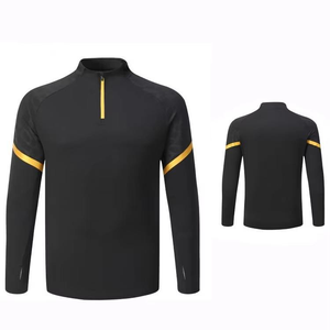 Vêtements de sport en gros, nouveau design, coupe ajustée, compression, manches longues, ensembles de luxe à fermeture éclair quart, impression numérique pour hommes, 220 grammes - Product Image 1