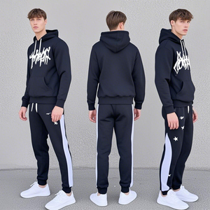 Ensemble de pantalons de survêtement pour hommes unisexe personnalisé 100% coton polaire Sweat-shirt à capuche Jogger 3D pour l'hiver - Product Image 5