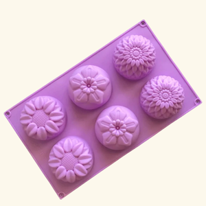 Handmade 6 Round Flower and Wooden Rectangle Silicone <b>Soap</b> <b>Mould</b> Combo Pack Solid Form - Product Image 3