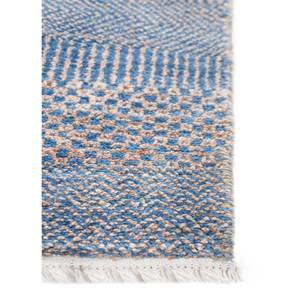 Alfombra Kairos Azul de Lana y Viscosa Anudada a Mano, Modelo SKWV-95, Rectangular a Rayas para Pasillo, Diseño Abstracto Hecho a Mano con Patchwork para el Hogar - Product Image 4