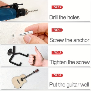Soporte de Pared Horizontal para Violín, Bajo Acústico, Ukelele, Banjo, Guitarra Eléctrica, <span class=keywords><strong>Dos</strong></span> Tamaños, Soporte de Exhibición Inclinado - Product Image 4