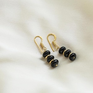 Handmade Black Quartz Birthstone Dangle Earrings Gold Spacer <b>Beads</b> Silver Plated Hook & Findings Fashion Drop Earrings - Product Image 2