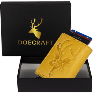 Cartera Cruzada Moderna Amarilla de Cuero Genuino con Forro de Satén para Hombre, Cartera Corta y Delgada con Bloqueo RFID y Múltiples Ranuras para Tarjetas para Uso Diario - Product Image 3