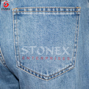 New Collection <b>Women</b> Denim <b>Jeans</b> Wholesale Custom Design Ladies Straight Fashionable Pants With Front <b>Button</b> Design - Product Image 4