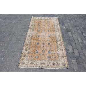 Tapis turc, tapis vintage 3,3x6,6 pieds, tapis en laine persan bleu - Product Image 1