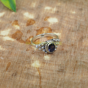 Bague de créateur en argent sterling 925 avec pierre précieuse bleue iolite naturelle, faite à la main, pour femmes - Product Image 3