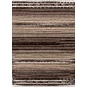 Tapis en laine noué à la main Thyme Beige Marron Lca-884, motif abstrait rayé, pour entrée, couloir, tapis puzzle rectangulaire pour la maison - Product Image 1