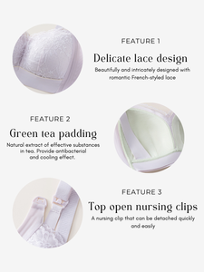 Sujetador de bikini de talla grande XL de maternidad de tela suave natural de encaje de té verde de silicona Top abierto enfermería patrón sólido conjuntos breves - Product Image 4