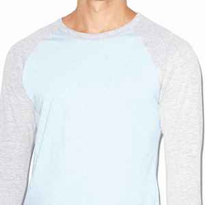 T-shirt raglan personnalisé pour hommes T-shirt long avec manches contrastées Motif tricoté 100% coton - Product Image 2