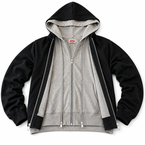 Veste à capuche zippée personnalisée à 3 couches, brodée, style oversize Y2K, streetwear, fournisseur en gros de marques américaines pour l'hiver - Product Image 2