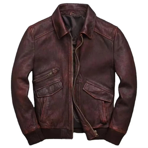 Veste universitaire en cuir de vachette enduit pour homme avec col montant, logo frontal, design à capuche, style vintage, doublure en lin - Product Image 5