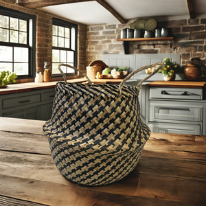 ตะกร้าอเนกประสงค์ทรงกลมจากหญ้าทะเล หรูหรา เป็นมิตรกับสิ่งแวดล้อม - Product Image 6