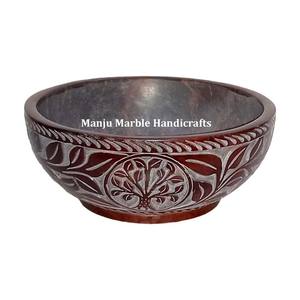 Wholesaler Of Crystal Hand Crafted Product Soapstone Carving Bowl With Round Shape Use For Home And Hotel Promotional Gift Tools - Product Image 2
