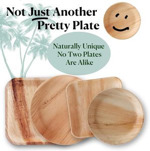 Thân Thiện Với Môi 10 Inch Vuông Tre Bộ Đồ Ăn 50-Gói Dùng Một Lần Lá Cọ Tấm Nhiệm Vụ Nặng Nề Gỗ Cho Các Bên Và Đám Cưới - Product Image 3