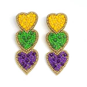 Pendientes bordados de cuentas de semillas estilo Mardi Gras hechos a mano para niñas, colgantes de moda, piedra de fiesta para celebraciones navideñas - Product Image 5
