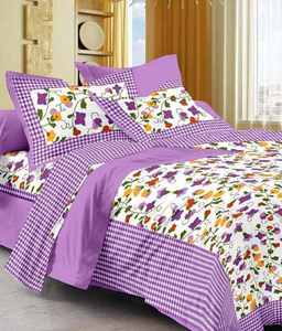 Floral Print Wonderful Cotton Handmade Purple Color <b>Bedspread</b> Home Decor Jaipuri Print <b>King</b> <b>Size</b> Bedsheet By Indian Consigners - Product Image 1