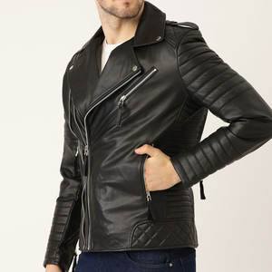 Vêtements Vêtements Saison d'hiver Veste en cuir de motard grande taille Designer logo personnalisé Vente en gros Veste en cuir vierge de couleur pure - Product Image 2