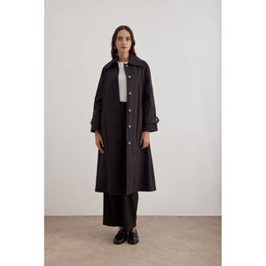 Manteau long en cuir PU noir, style trench, imperméable, décontracté, automne - Product Image 2