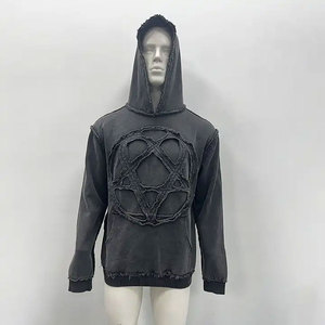 100% nuevo estilo personalizado 3D gráfico sudadera poliéster pulóver Sudadera con capucha logotipo bordado desgastado - Product Image 1