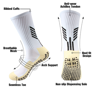 Custom Design Crew Sports Grip Socks Breathable Anti Slip Athletic Football Socks Custom Sport Soccer Grip Socks - Product Image 2