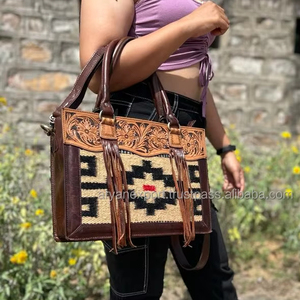 ODM OEM alta calidad mujeres mano Tooled sillín manta borla bolso de mano para las mujeres fabricante de bolsos de hombro de cuero genuino - Product Image 4