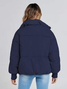 <b>women's</b> puffer jacket lined quilted <b>padded</b> insulated warm <b>coat</b> with zipper closure breathable stylish Puffer jacket - Product Image 2