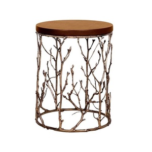 Table basse en aluminium plaqué or de haute qualité avec dessus en marbre arrondi Meilleur prix Excellent meuble de table d'appoint - Product Image 6