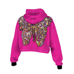 Sudadera con capucha y Top corto de algodón 100% para mujer, precio al por mayor, Jersey informal estampado, sudadera recortada de invierno - Product Image 6