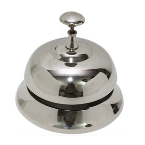 Cloche de bureau en laiton argent fini Restaurant café hôtel utilisé comptoir Service de réception cloche presse à main cloche à vendre - Product Image 1